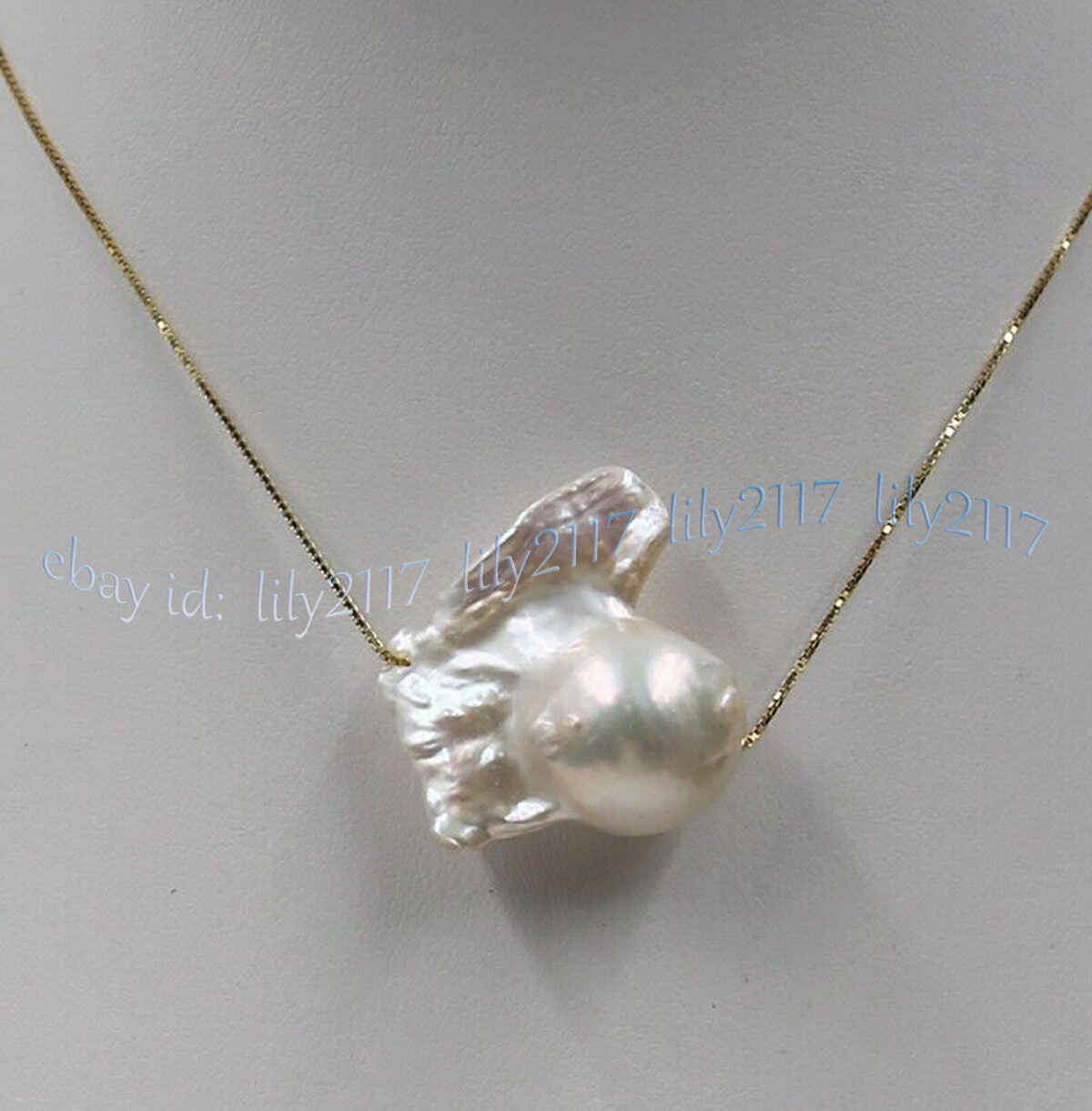 Huge 17-25mm Natural White South Sea Baroque Keshi Pearl Pendant Necklace 18inch