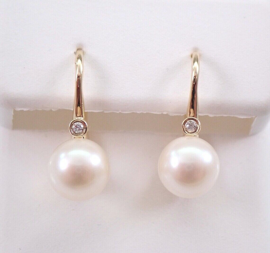 3.00Ct Round Cut White Pearl Drop/Dangle Earrings 14K Yellow Gold Plated