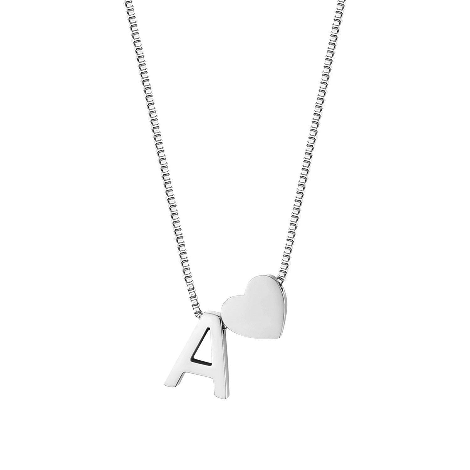 Women Stainless Steel A-Z 26 Glossy Letters Pendant Alphabet Adjustable Necklace