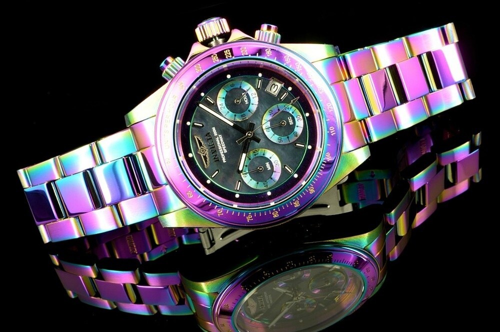 Invicta 40mm Speedway Chronograph Black Mother of Pearl Dial IRIDESCENT SS Watch