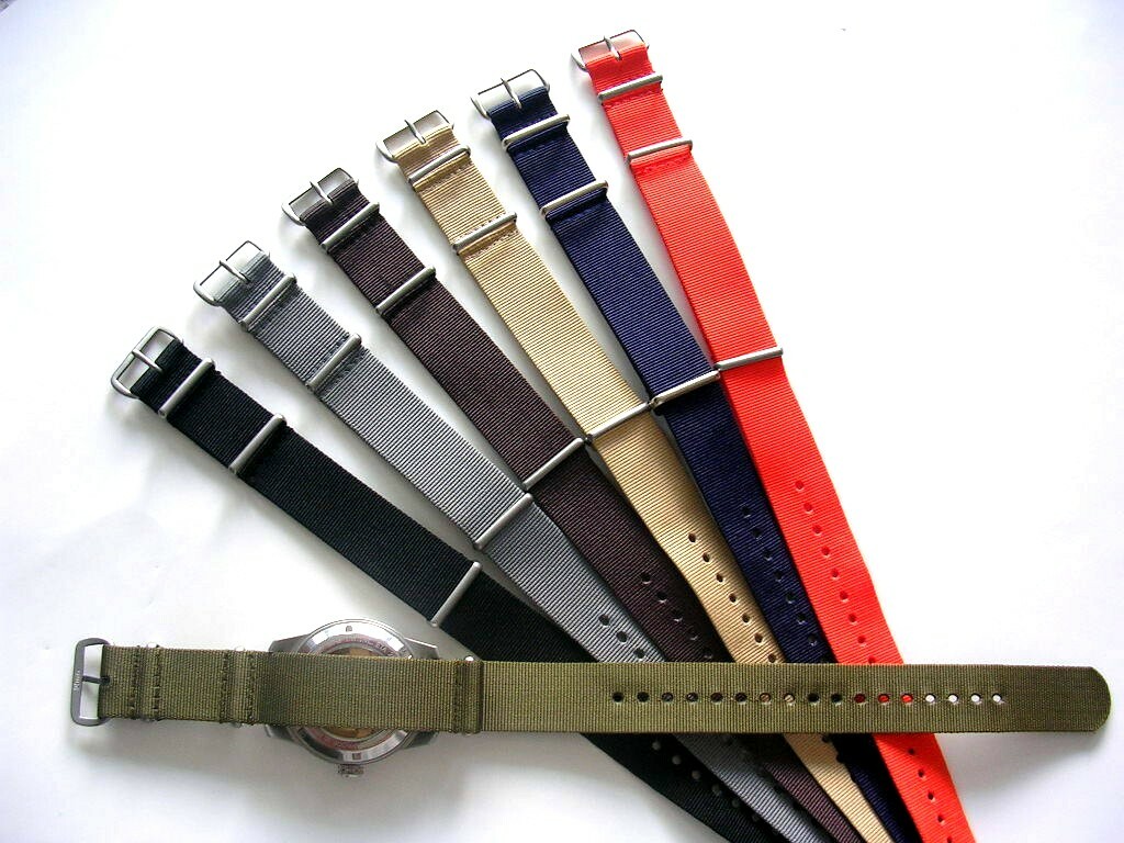 NATO® watch band Nylon strap 20mm Brown G10 weekend RAF Bond IW SUISSE 18 22 24