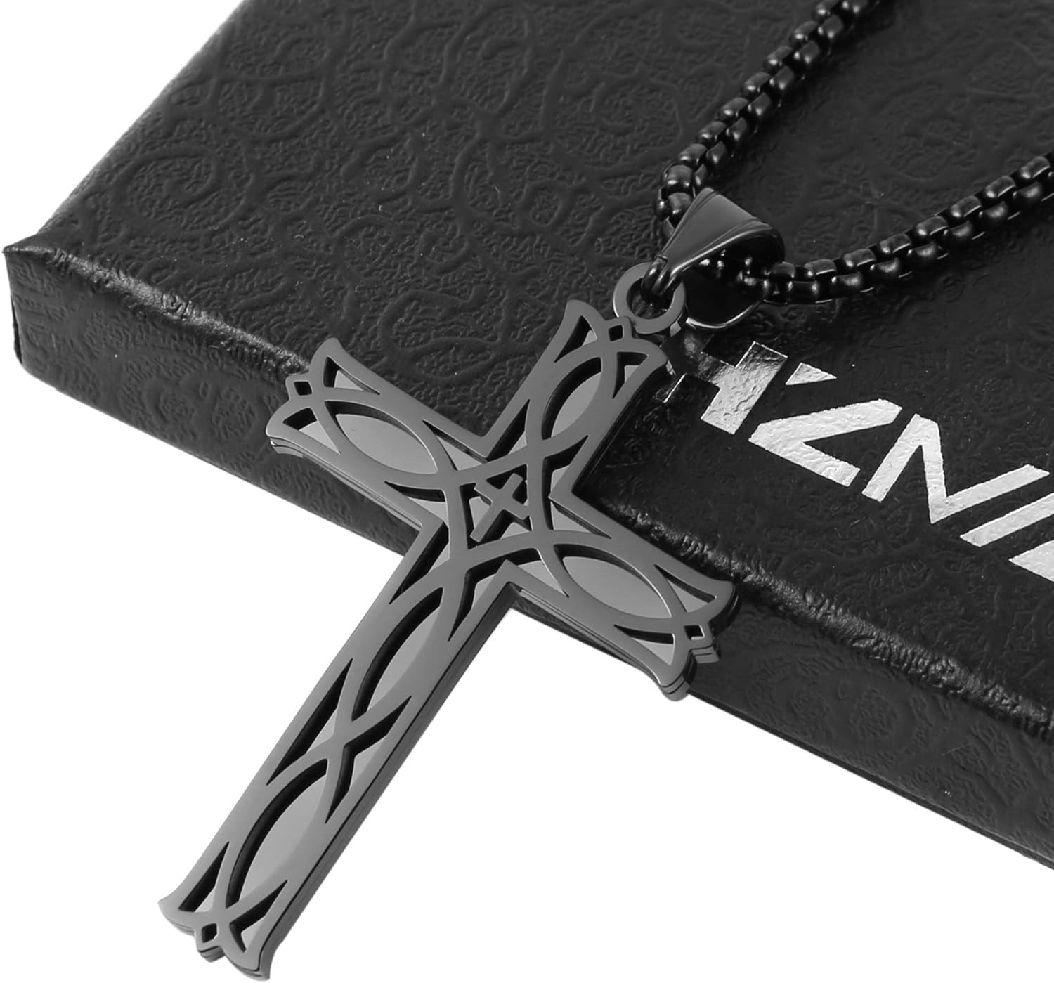 Men’S Stainless Steel Infinity Celtic Cross Irish Knot Pendant Necklace, 22+2″ L