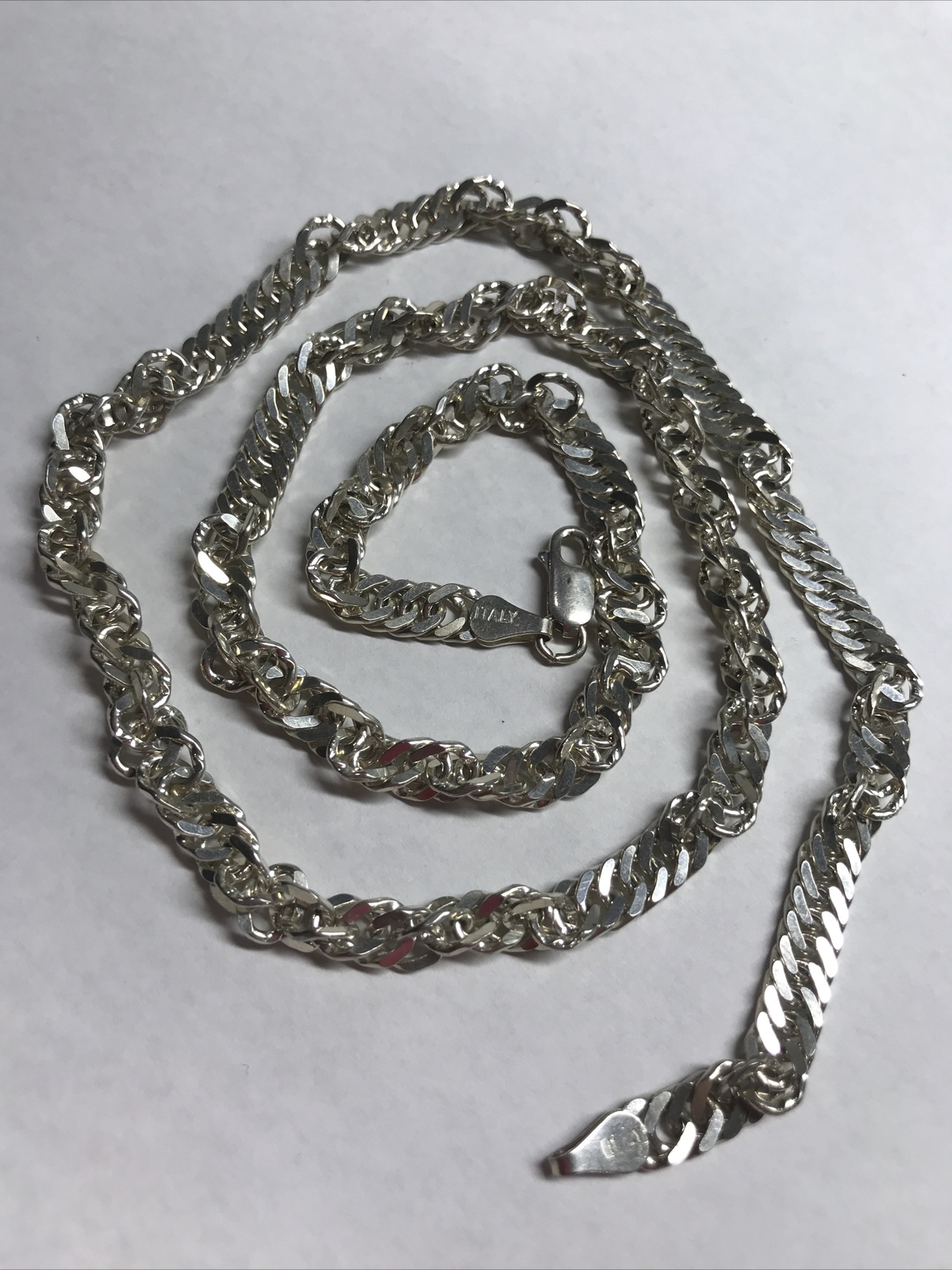 Tweisted Sterling Silver 30 Grams 22.5” Chain Made In Italy 5-6mm Wide