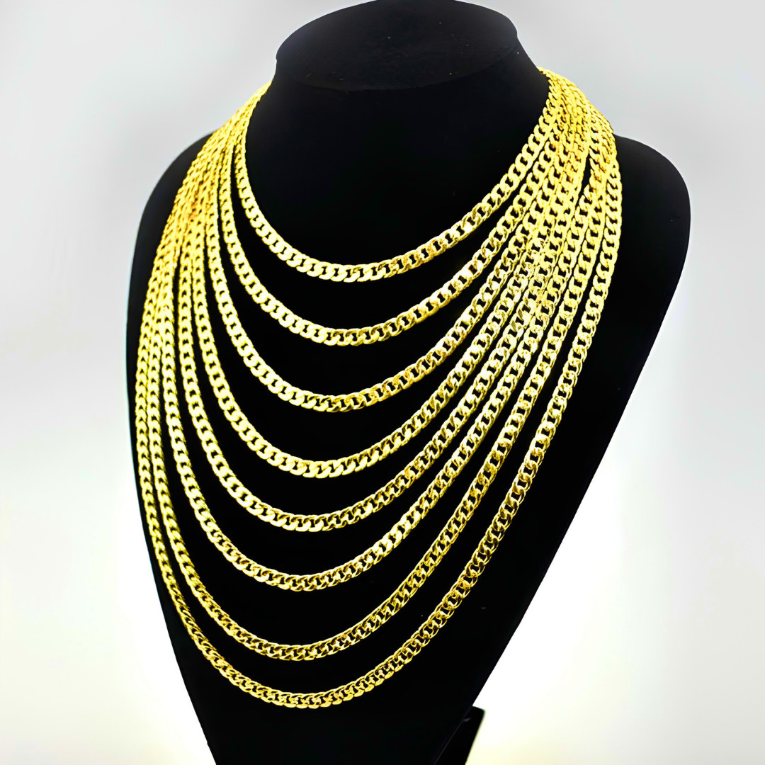 18K Gold Plated 6mm Curb Link Chain Necklace Men Women 16″ 18″ 20″ 22″ 24″ 26″