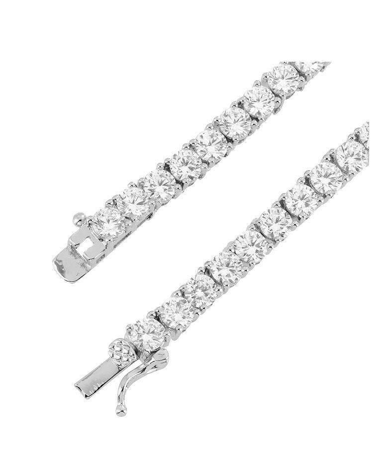 Unisex 1 Row Silver Finish Solitaire Bling Tennis Chain Necklace 16-30 inches
