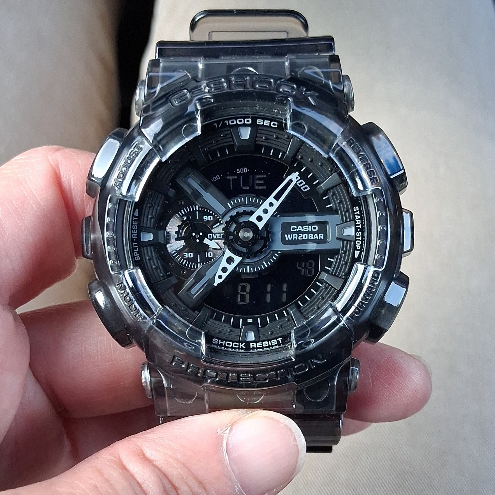 Casio G-SHOCK Analog-Digital Shock Resistant 200m Chronograph Black/Clear