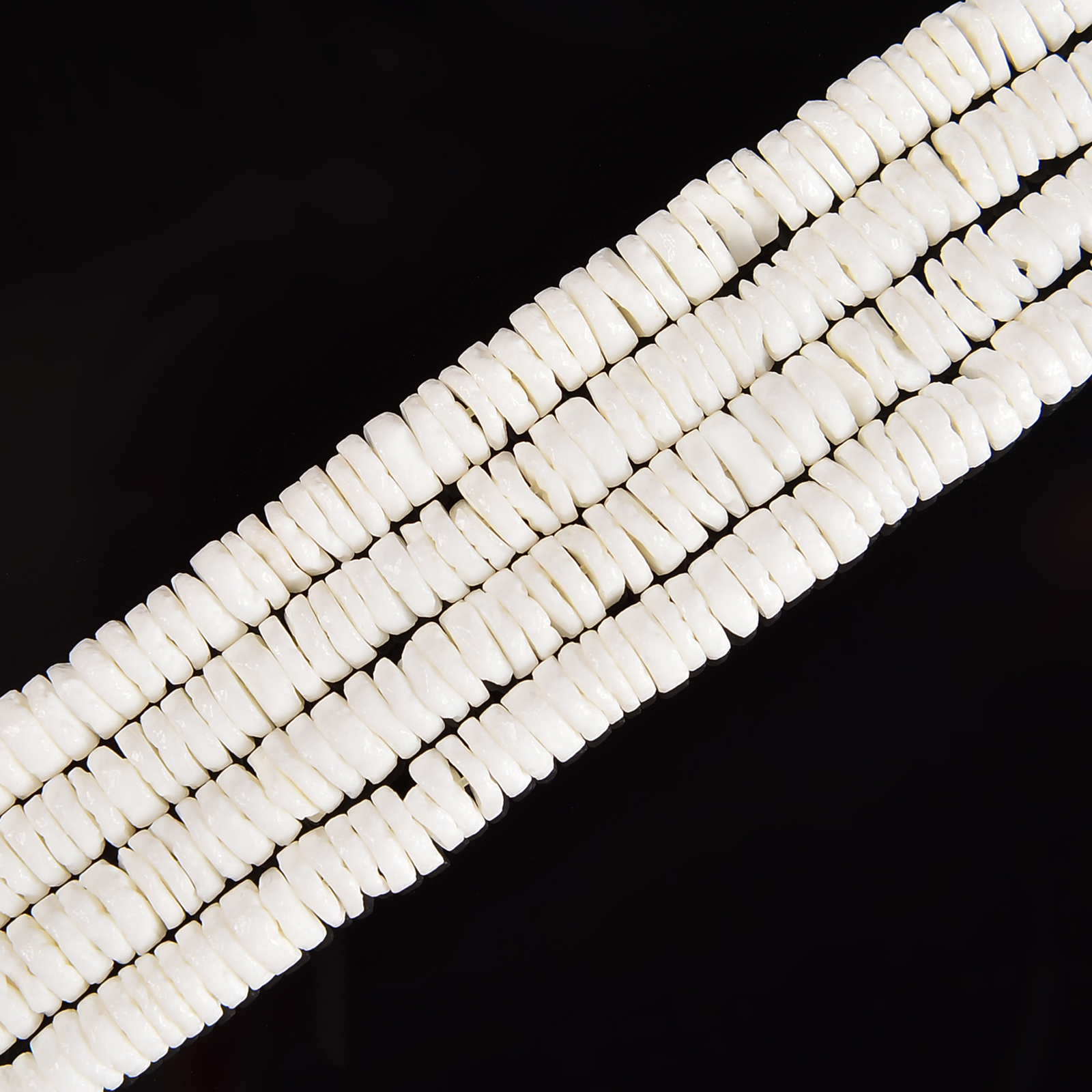 White Shell Heishi Disc Beads Size 2x6mm 15.5” Strand (2x6mm)