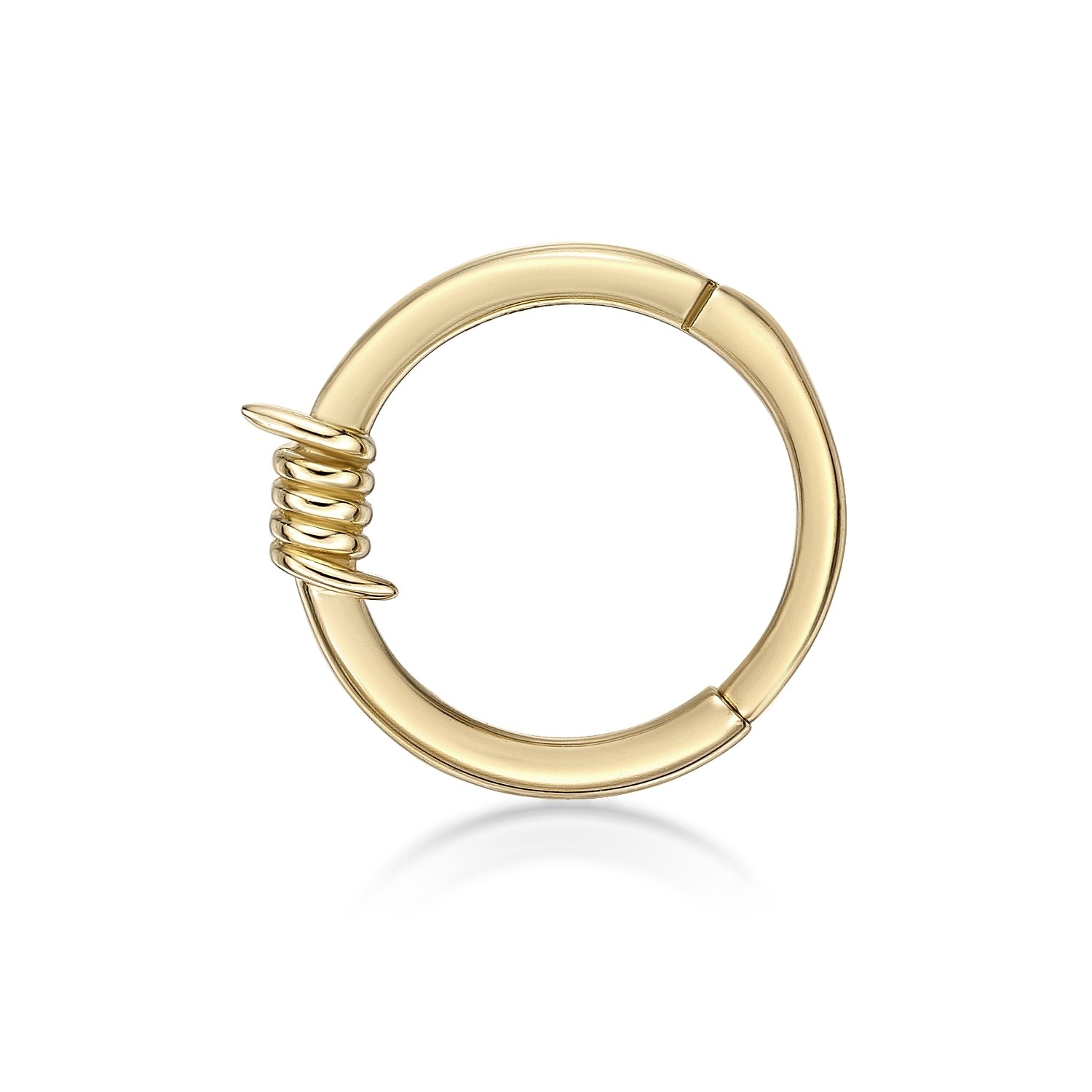 20 Gauge Barbed Wire Multi Area Hoop Earring in 14K Yellow Gold with Hinge Post
