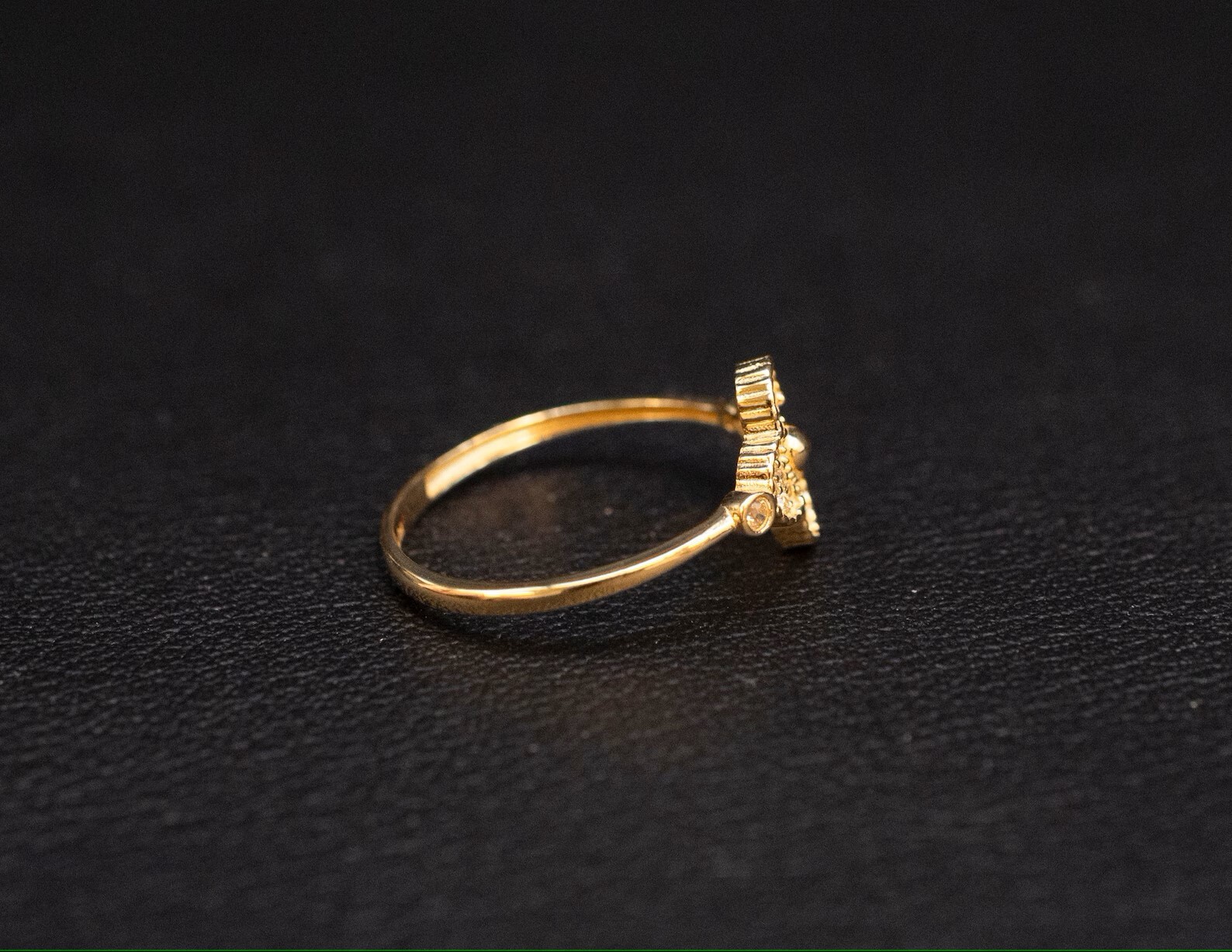 14k Real Solid Yellow Gold Clover Ring, 14k Solid Gold Women Clover Dainty Ring