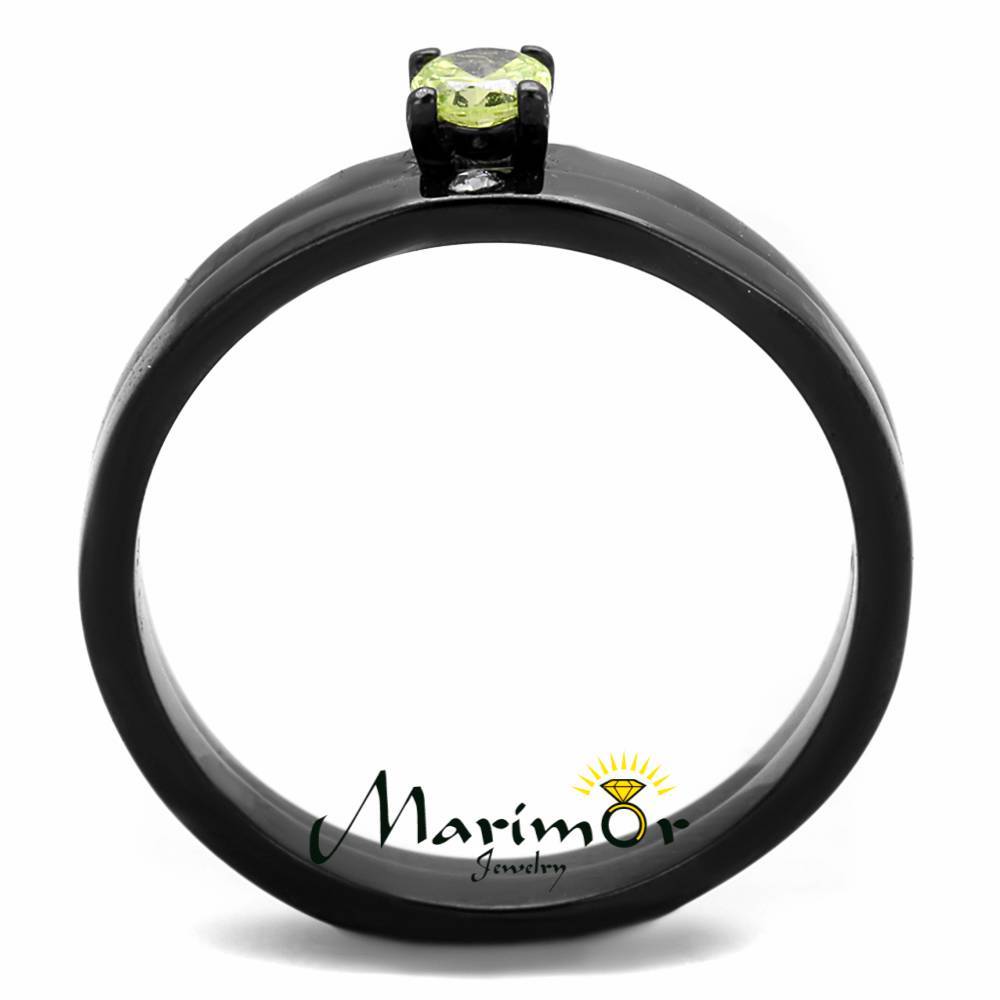 Black Ion Plated Apple Green Cz Stainless Steel Wedding Ring Set Women’s Sz 5-10