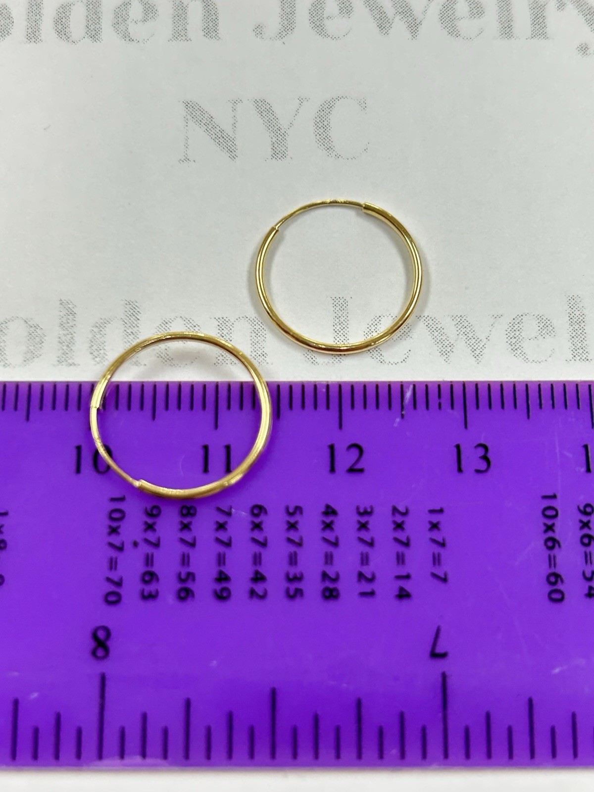 14K Yellow Gold Endless Hoops Earrings 15mm