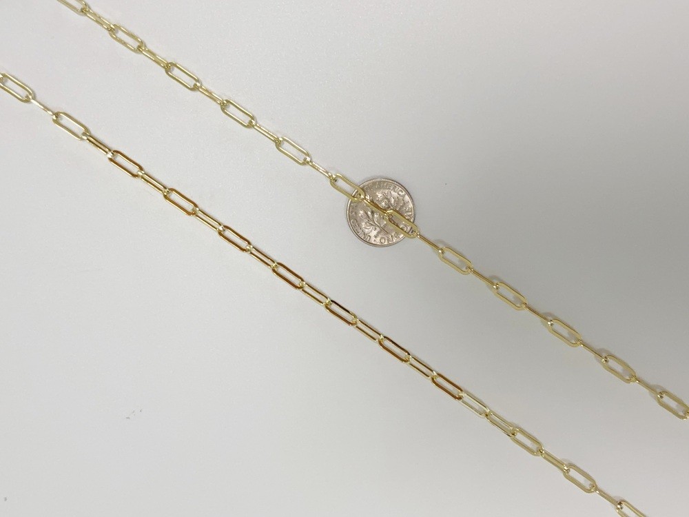 Real Genuine 10K Solid Yellow Gold Paperclip Chain Necklace 22inch 4mm