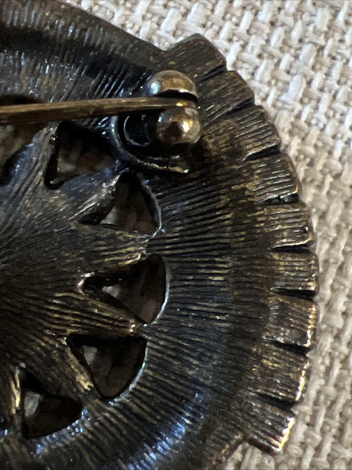HEIDI DAUS For JIM WALTERS Clear Crystal Art Deco Brooch Antique Gunmetal Beauty