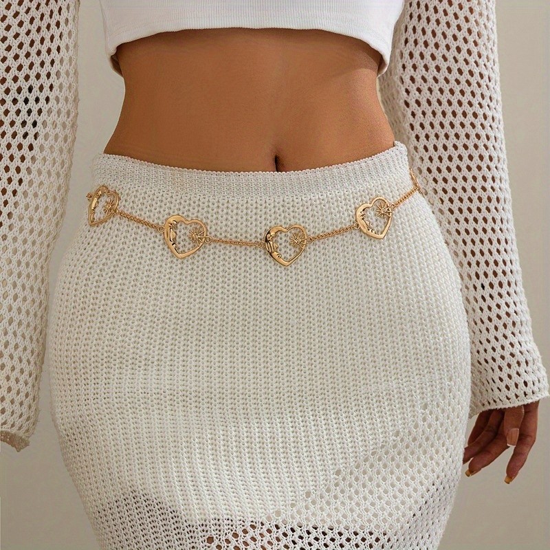 Women’s Fashion Face Crescent Heart Waist Chain Alloy Sunflower Chain Body Chain
