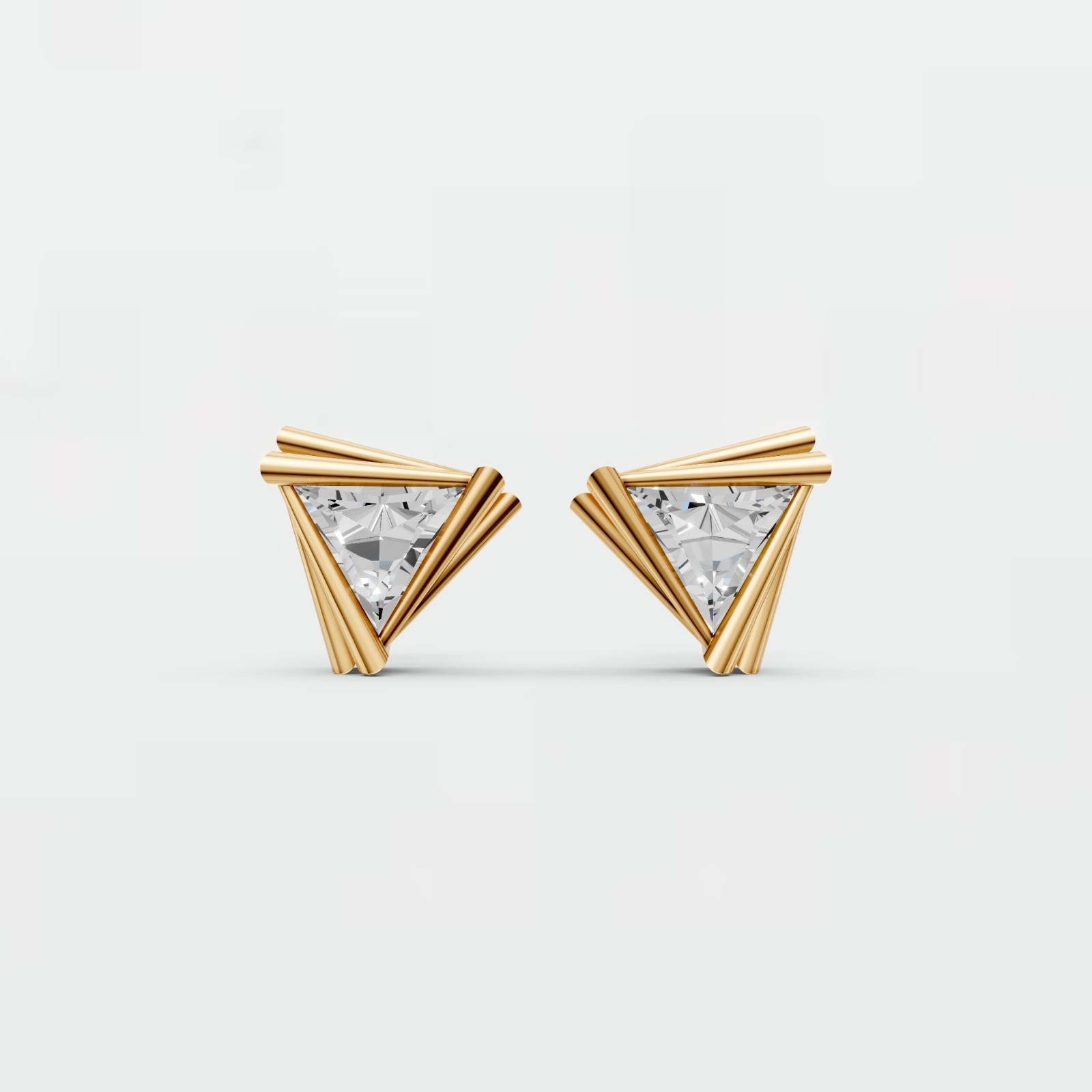 1.06 CTW Trillion Lab Grown Diamond Stud Earrings Solid Gold Geometric Earrings