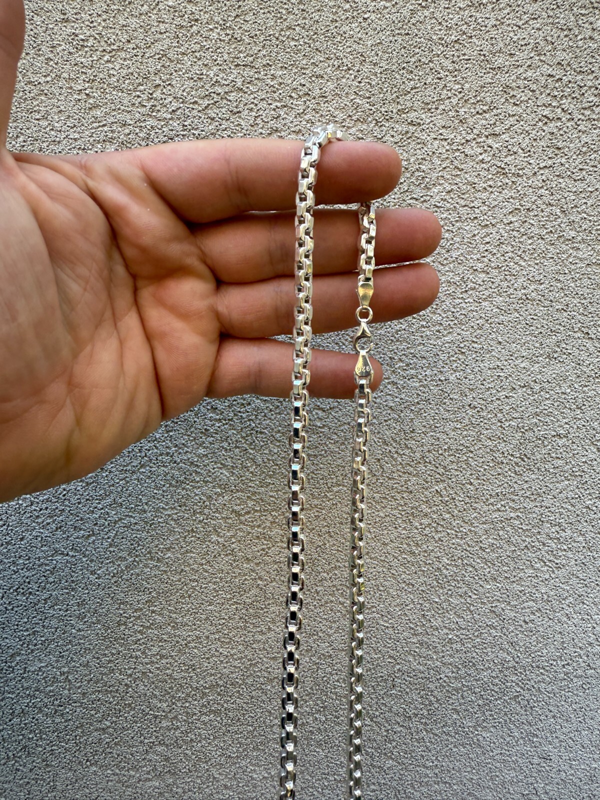 Real 925 Sterling Silver 5mm Men’s Puff Box Rolo Hermes Link Chain Necklace