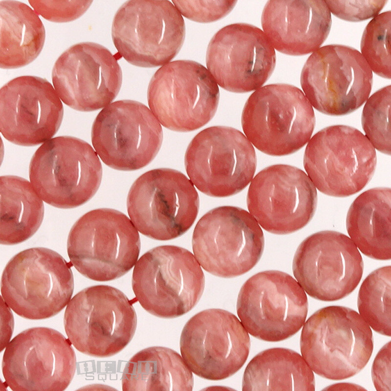 12 Genuine Gemstone Rhodochrosite Round Beads, Natural Pink [7.6mm – 8.3mm]