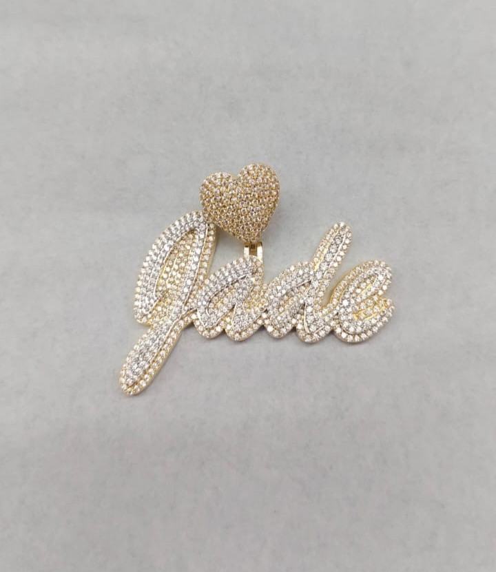 2.00 Ct Round Real Moissanite Custom Name Pendant 14K Yellow Gold Plated Gifts