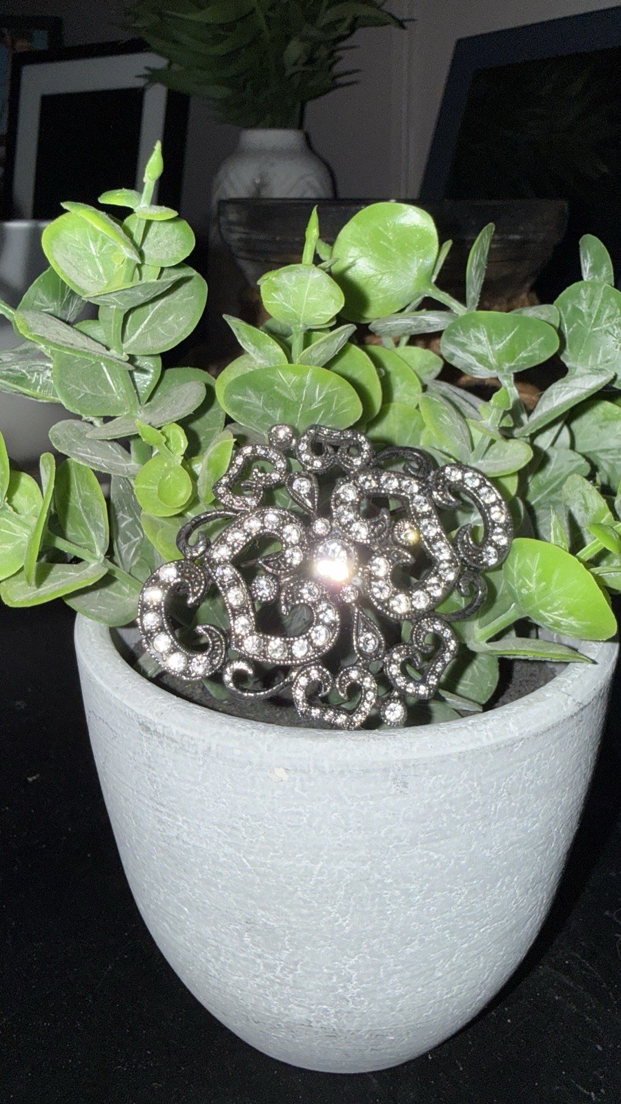 Jacquline B Kennedy Signed Silver Tone Clear Rhinestone Brooch