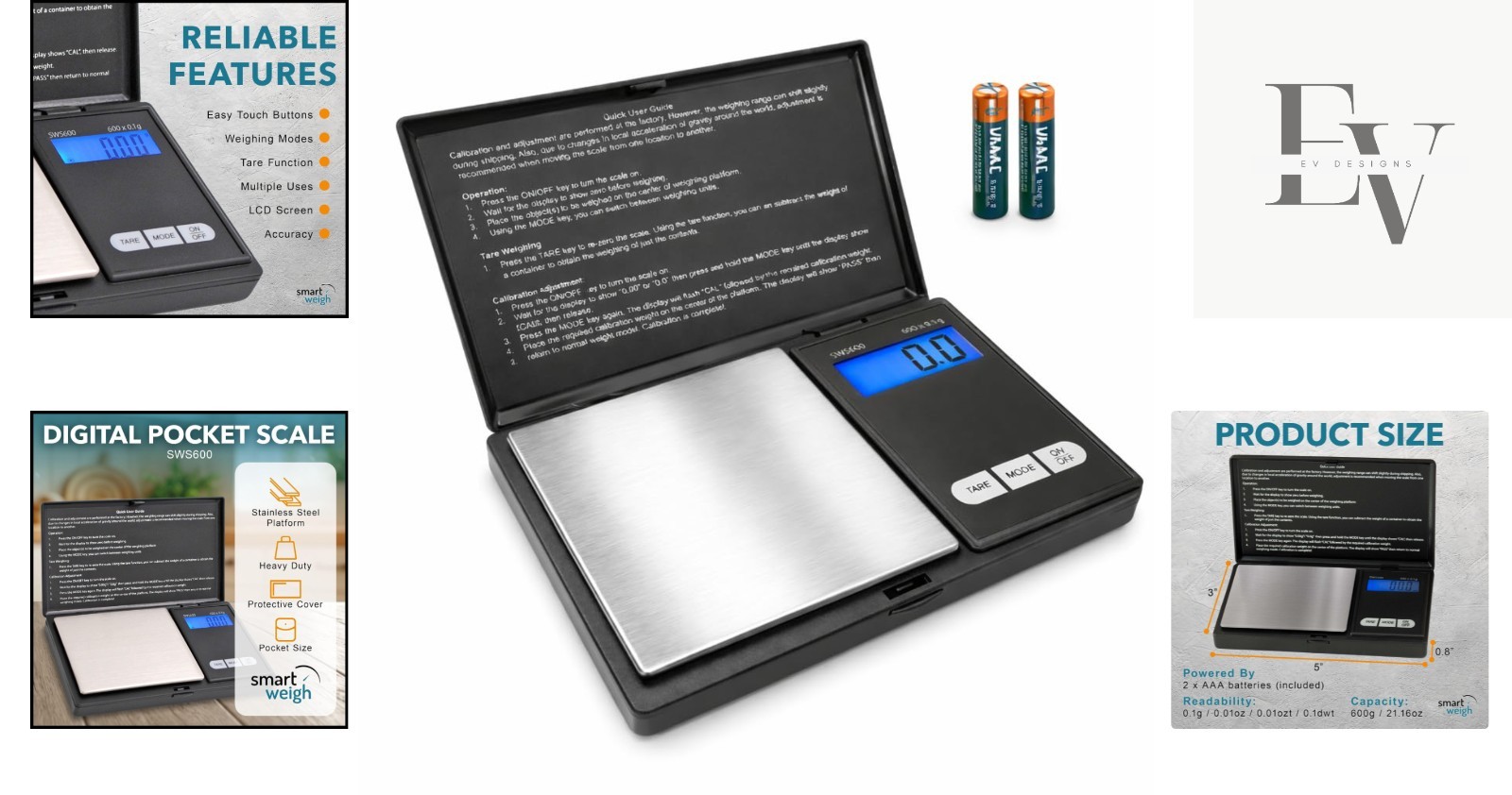 Elite 600g x 0.1g Pocket Digital Scale – Backlit Design for Jewelry & Nutrition