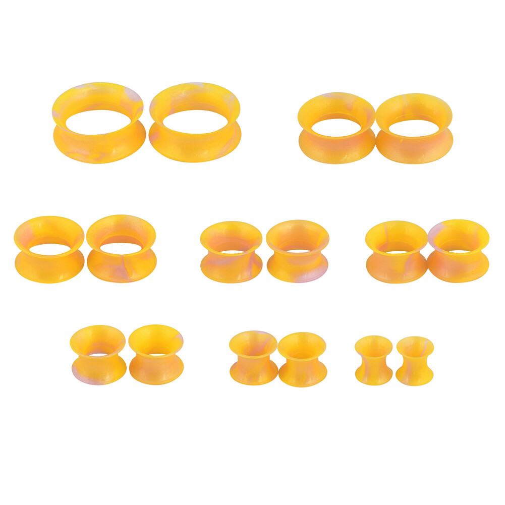 Pair Thin Silicone Ear Plugs-Tunnels Soft Ear Gauges Flexible Earlets 2g-3/4”