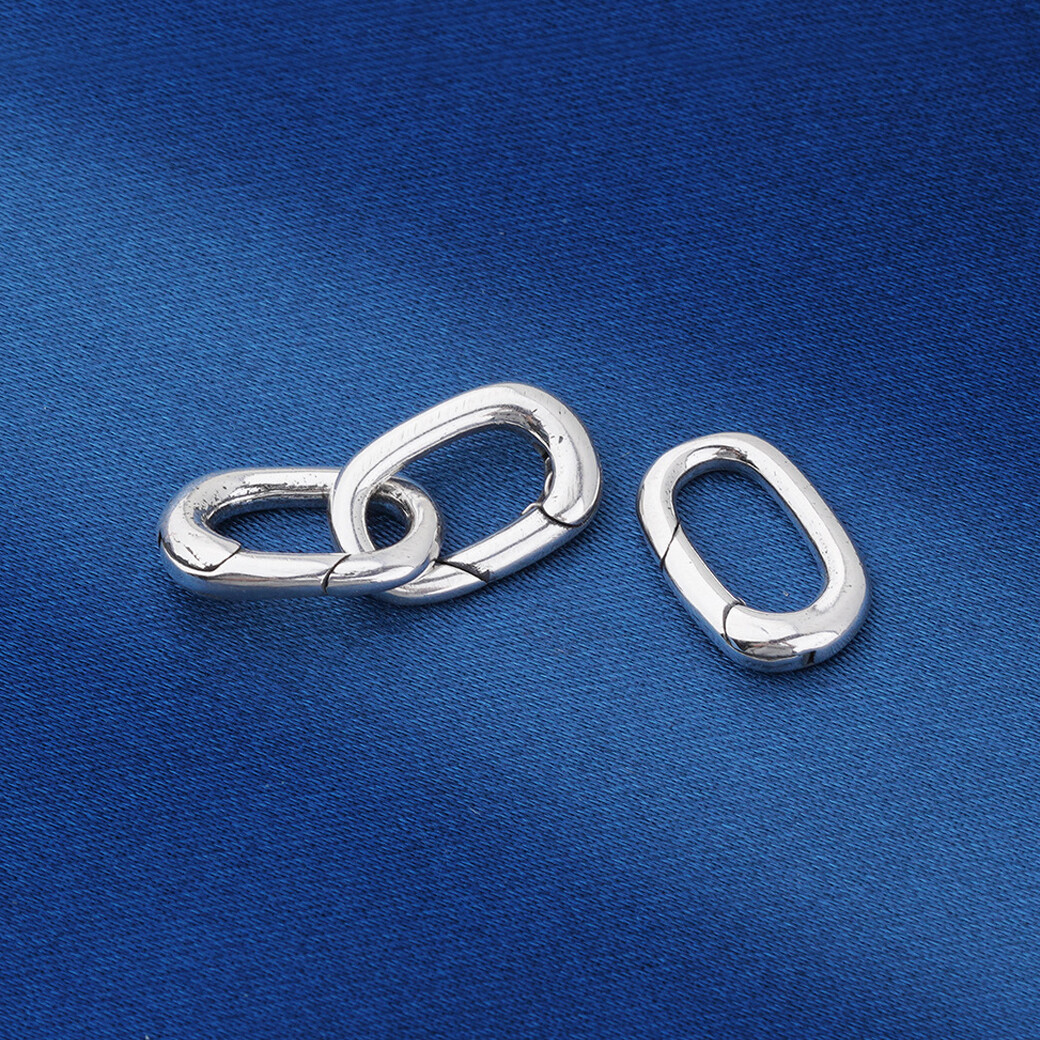 925 Sterling Silver Link Lock Oval Jump Ring Charm Pendant Clasp Bail