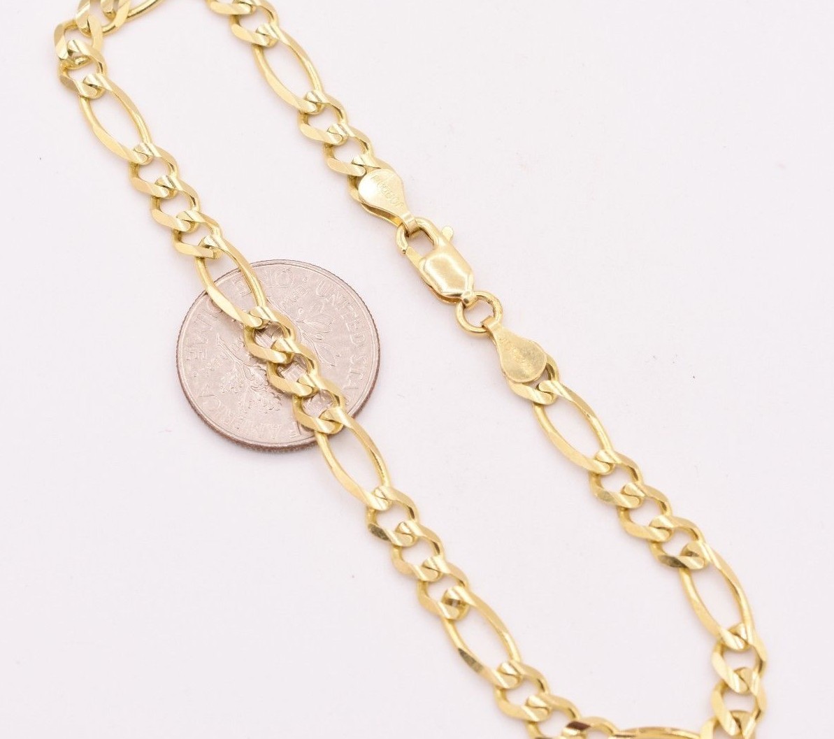 4.5mm Royal Figaro Solid Link Ankle Bracelet Anklet Real 10K Yellow Gold 8″-12″