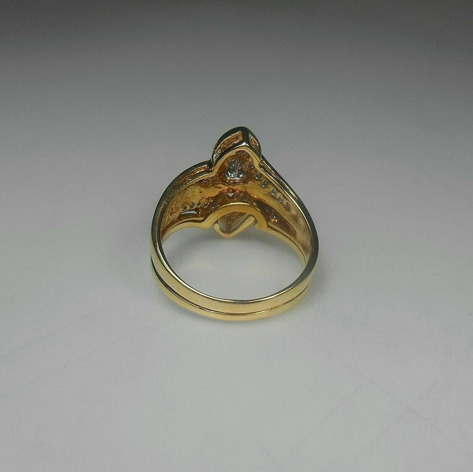 2 Ct Round Baguette Natural Moissanite Engagement Ring Yellow Gold Plated Silver