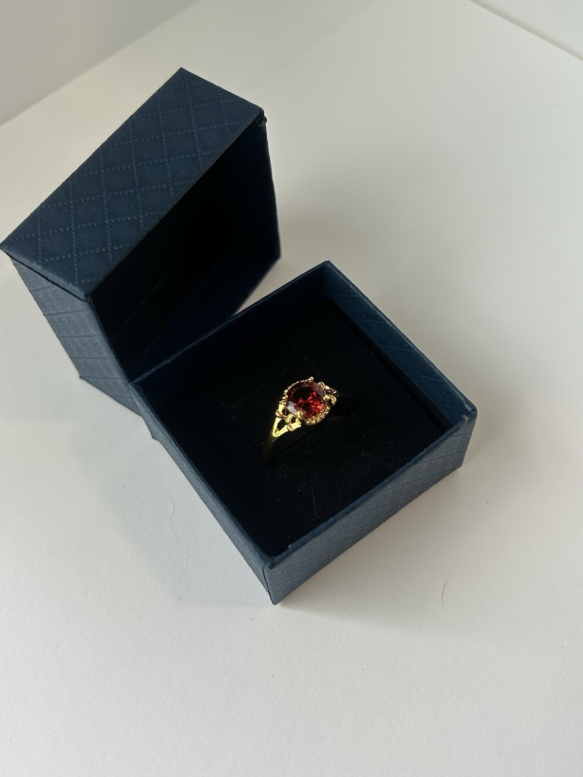 Vintage Red Cubic Zirconia Ring Gold Plated Womens Size 9