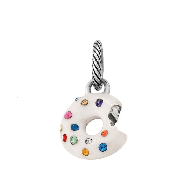 Brighton Donut Charm-white enamel-crystals-blue pink red green orange-YUMMY NWOT