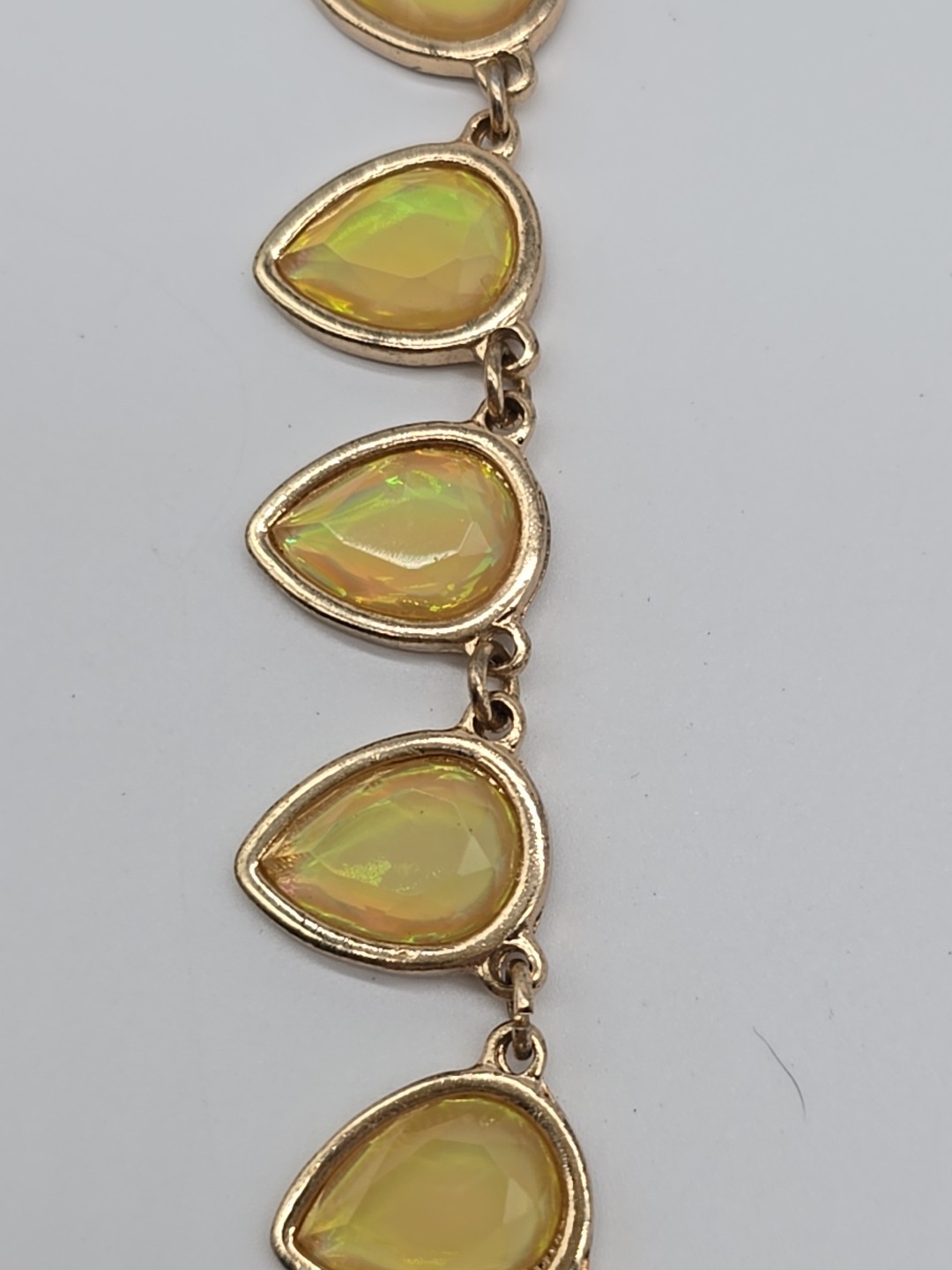 Everyday Wear Yellow Teardrop Statement Necklace and Coordinating Earrings Set