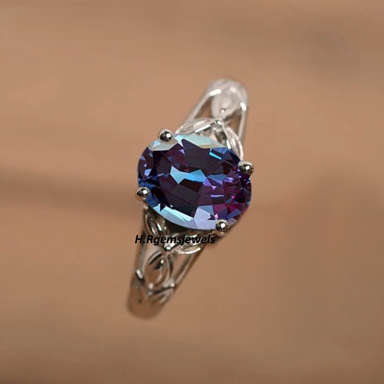 Alexandrite Wedding Ring, Color Changing Gemstone Ring, Dainty Proposal Ring,