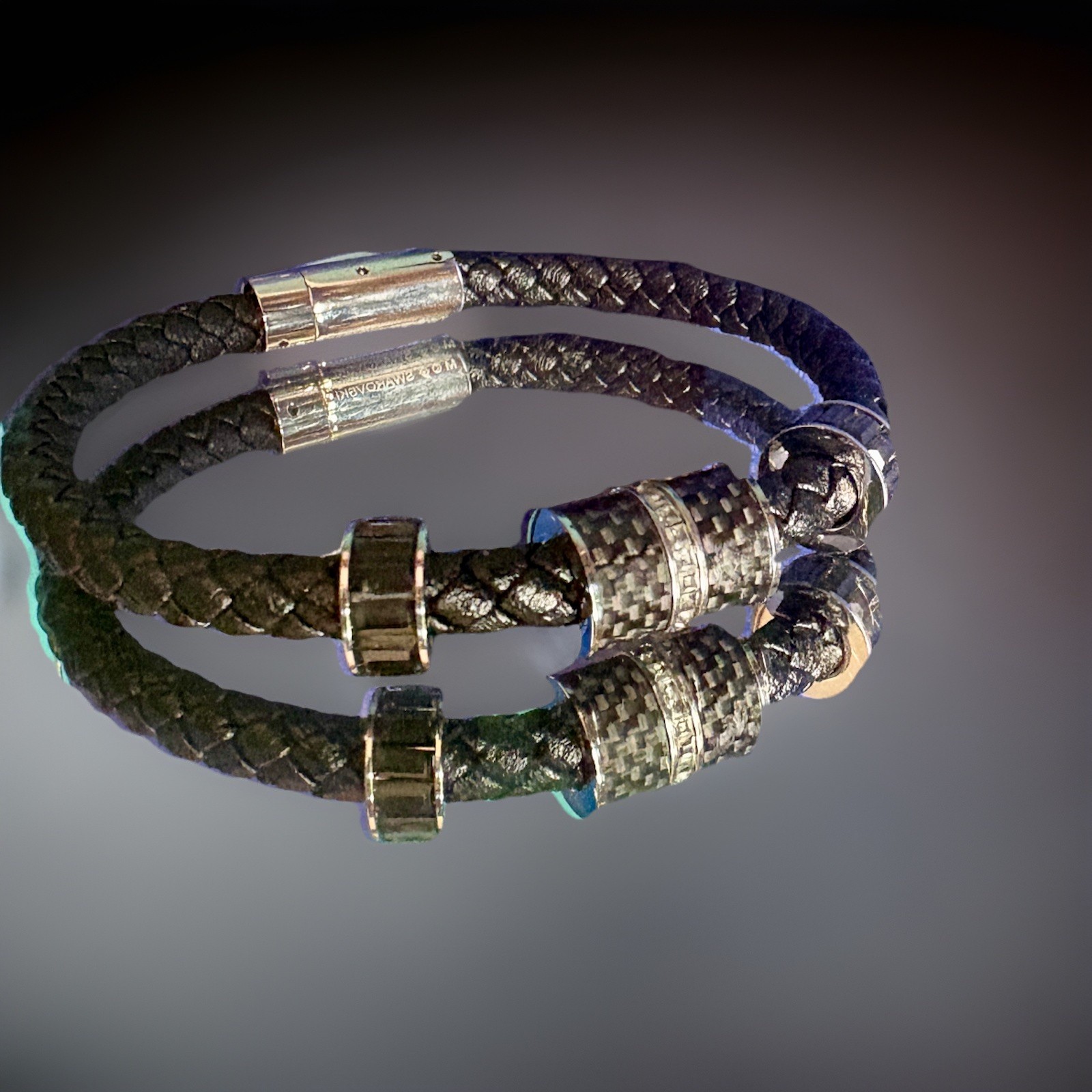 Swarovski Diagonal Men’s & Unisex Black Leather Bracelet 18cm Gift boxed