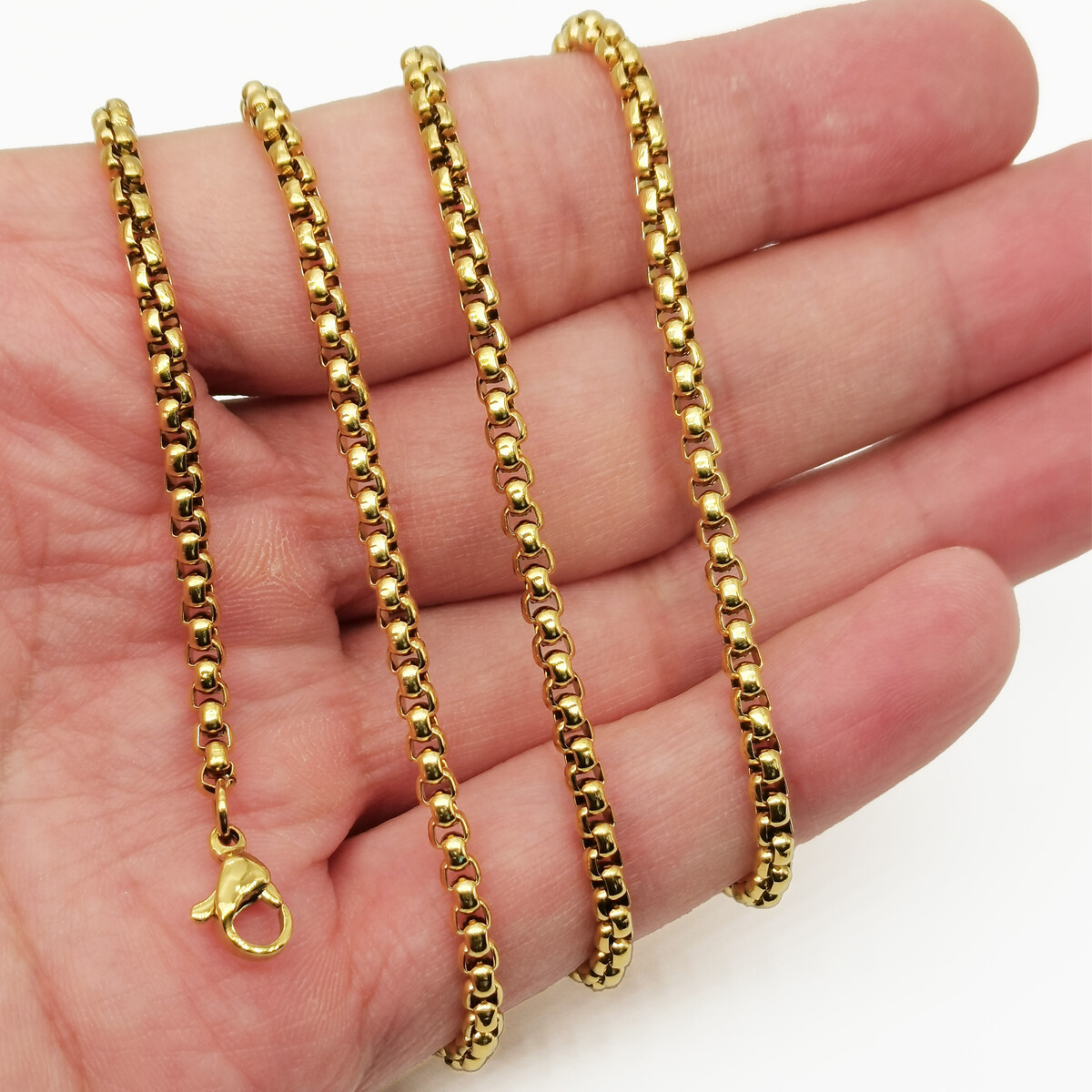 Designer Inspired Genuine 18K Yellow Gold Filled 2mm18″ Round Box Chain Necklace