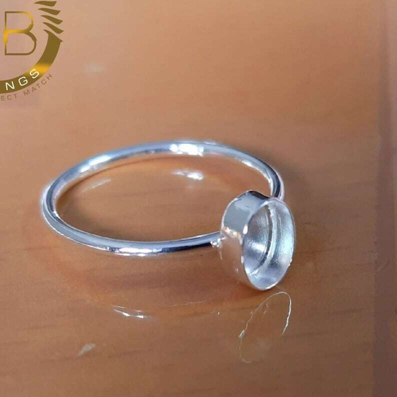 925 Sterling Silver Oval Smooth Band Blank Bezel Stone Setting Ring Supplies