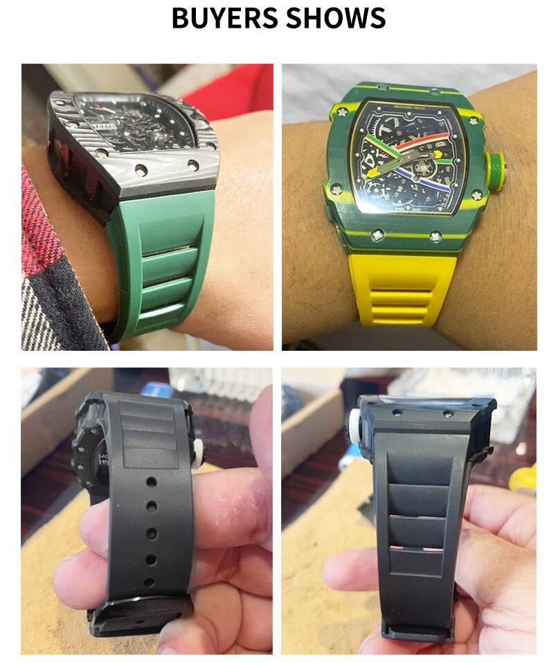 High Quality Screwed Rubber Watch Strap Fits Richard Mille Silicone Watch Bands