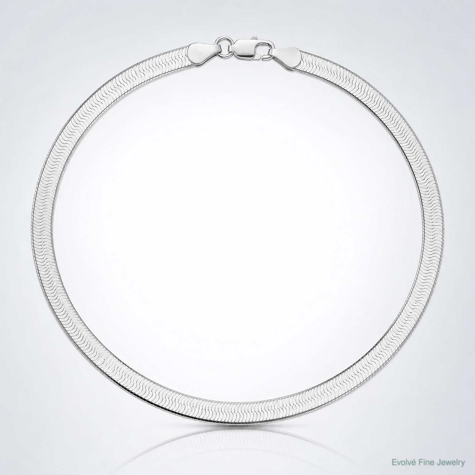 Sterling Silver Rhodium-Plated 4.5mm Magic Herringbone Chain Bracelet 7″-8″