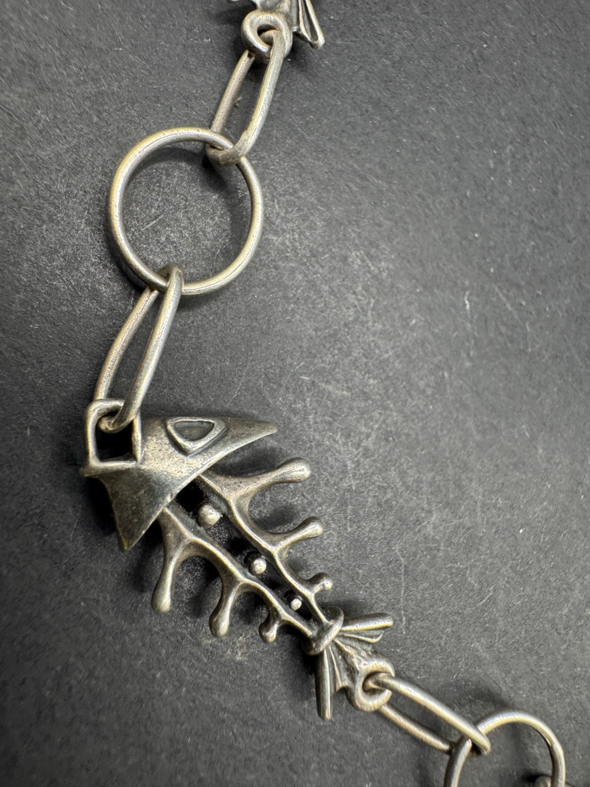 Rare UnoAERre Vintage Fish Skeleton Necklace Chain Sterling