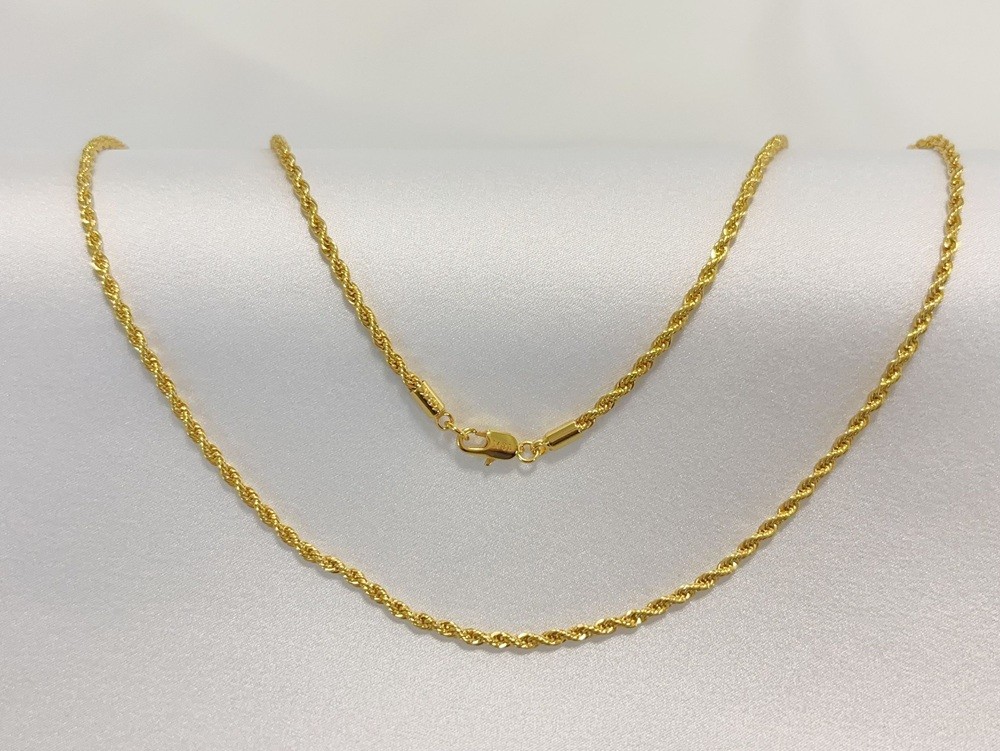 18K Yellow Gold Solid 2.5mm-4mm Rope Diamond Cut Chain Italian Necklace 18″- 24″