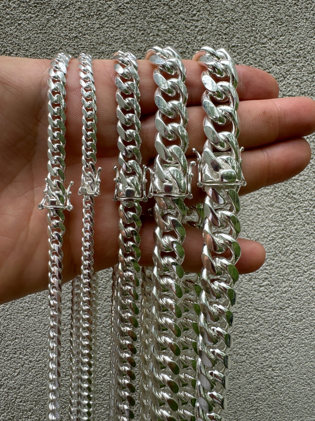 Real Solid 925 Sterling Silver Miami Cuban Chain Or Bracelet 5-14mm Box Clasp