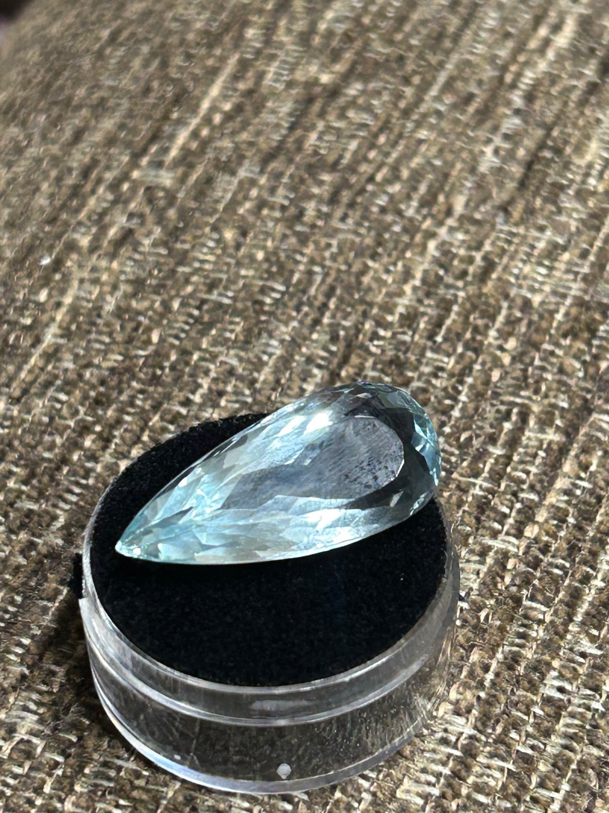 Very Light BLUE TOPAZ 23 CT Faceted Pear /Tear Drop Natural Gemstone 33 x 14 mm