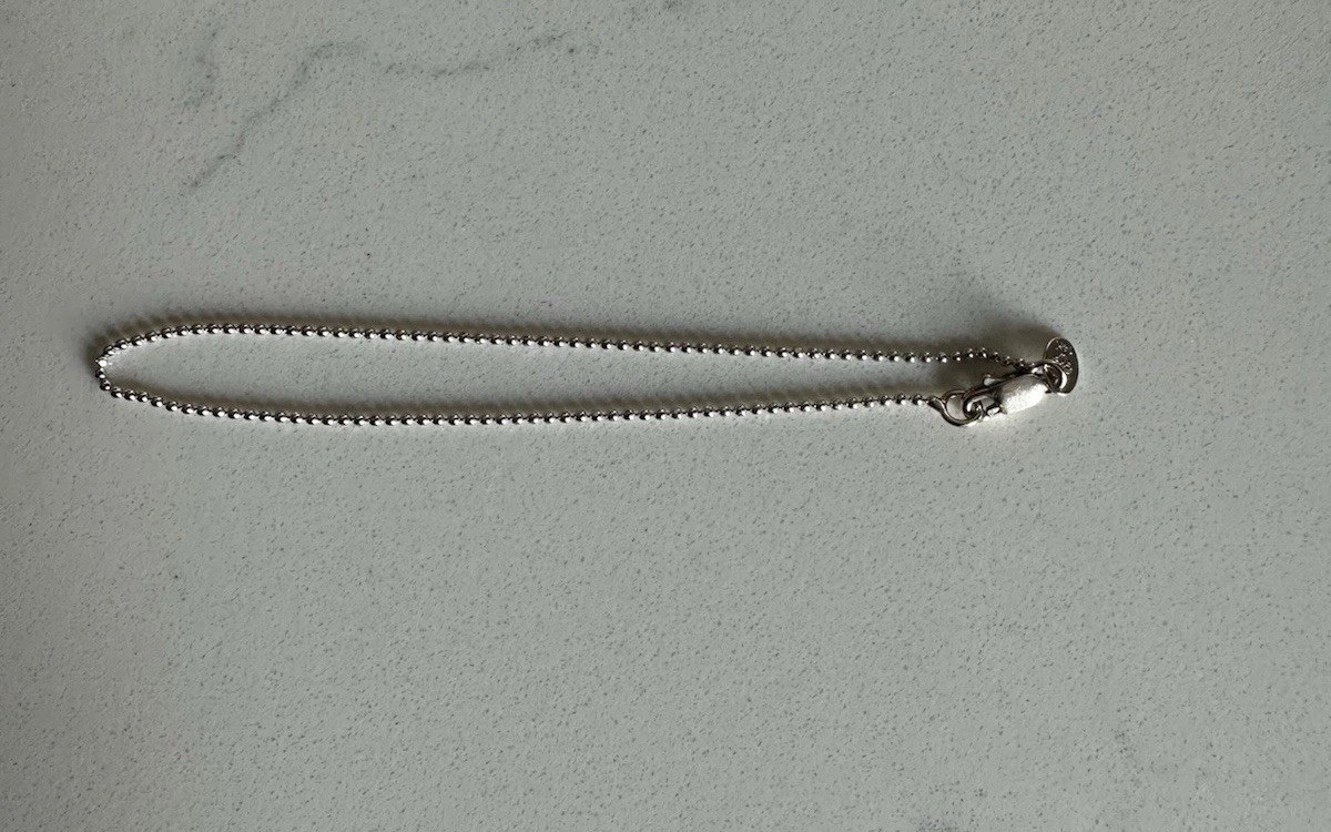 Sarah Elise 0.9mm 14k White Gold Beaded Chain Bracelet 6.25 inches