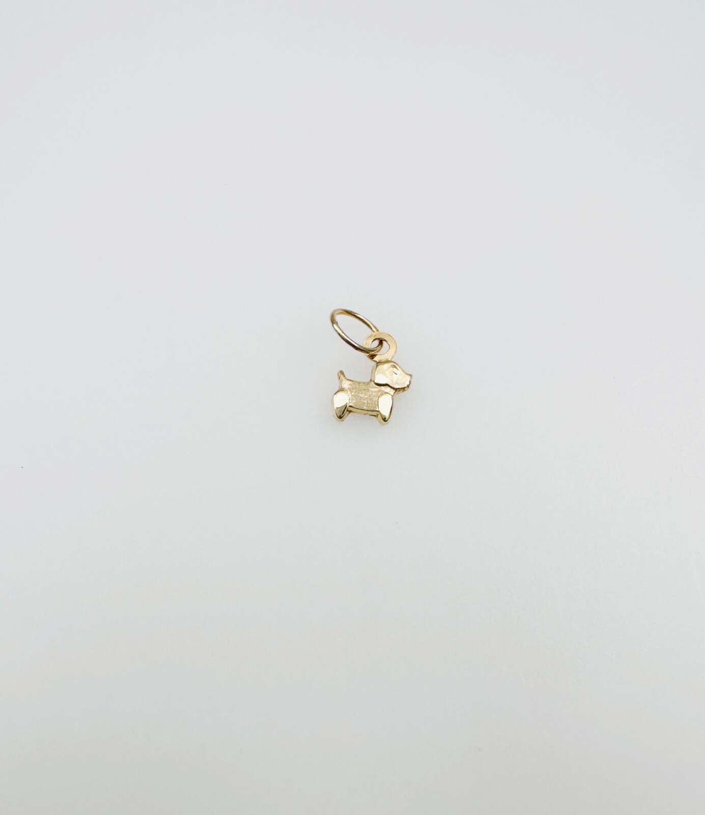 14K Solid Yellow Gold Teeny Tiny – Very Small Dog Puppy Charm Pendant 10x6mm