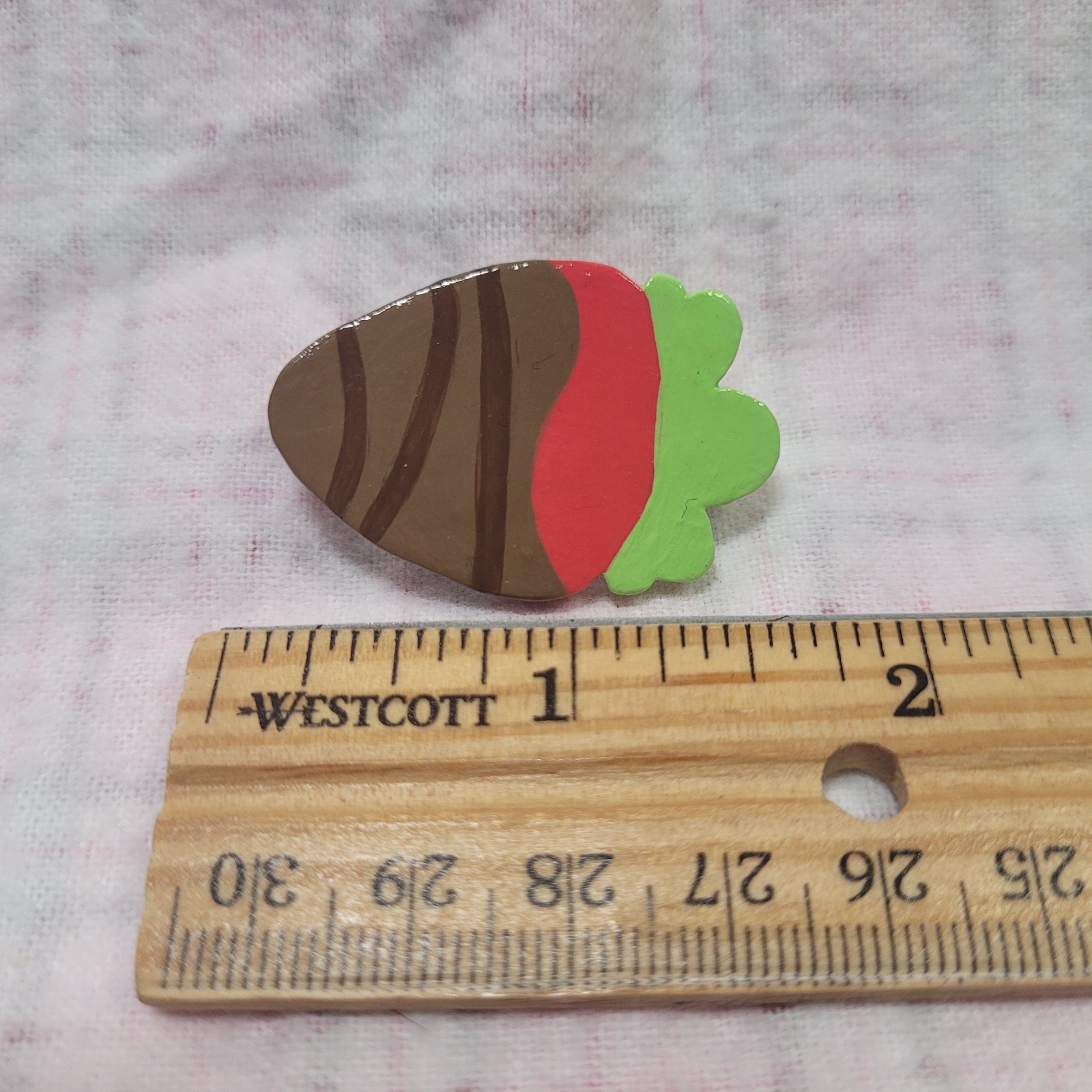 Handmade Art Polymer Clay Strawberry Pin Food Cute Handcrafted