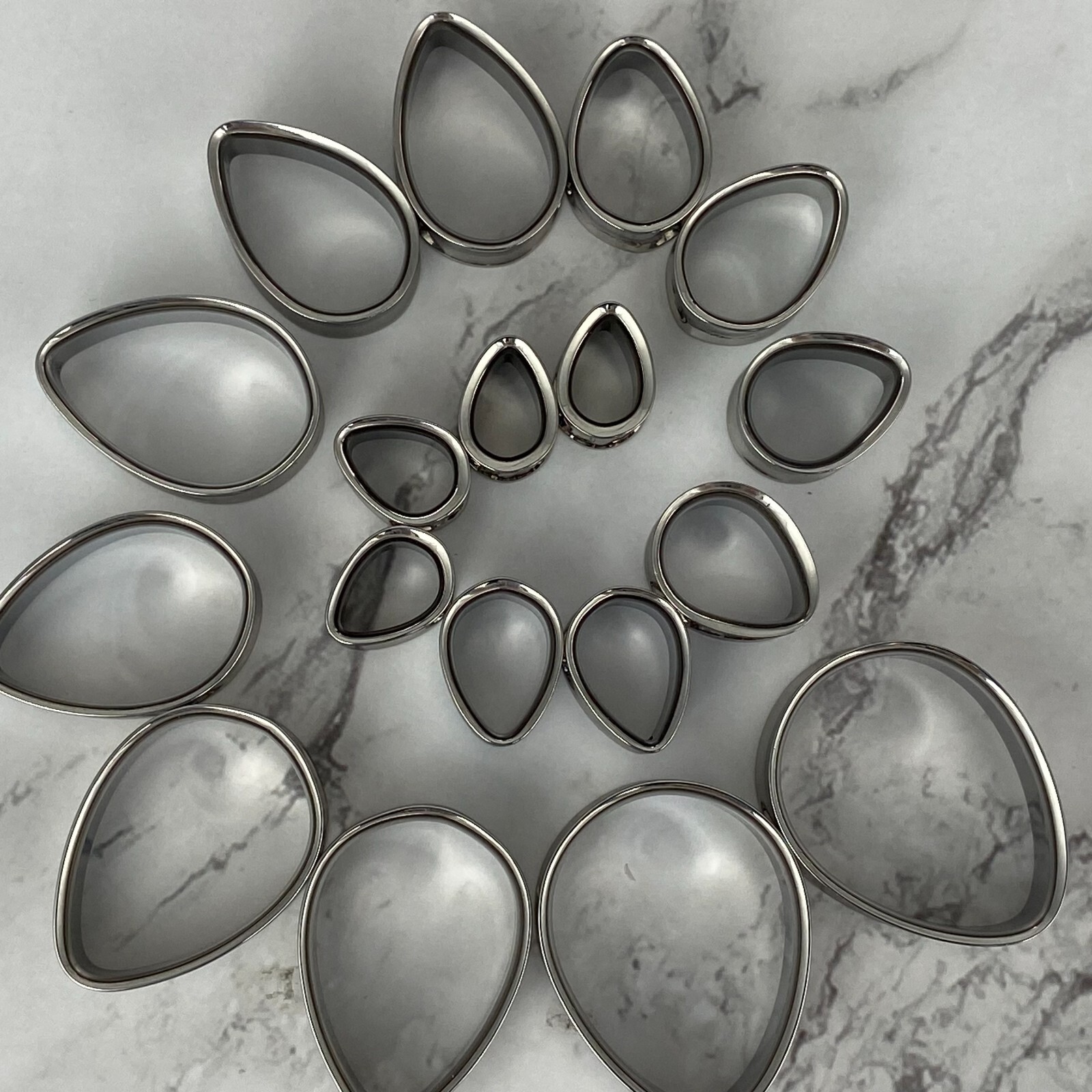 Pair of Steel Double Flare TEARDROP Tunnels (PS-258) set gauges plugs PICK SIZE