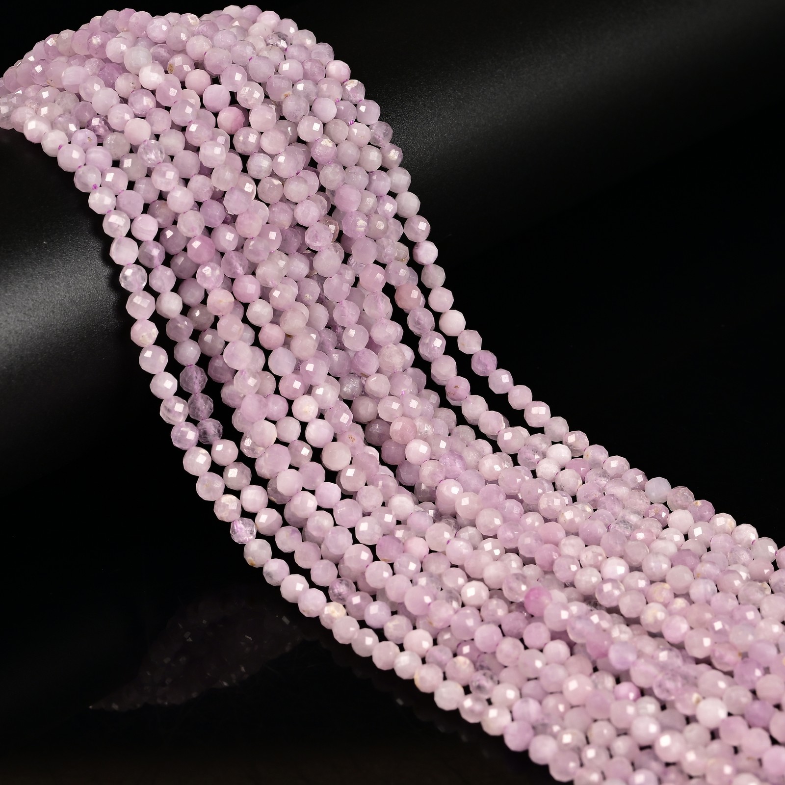 Grade A Natural Kunzite Faceted Round Beads Size 2mm 3mm 4mm 15.5” Strand
