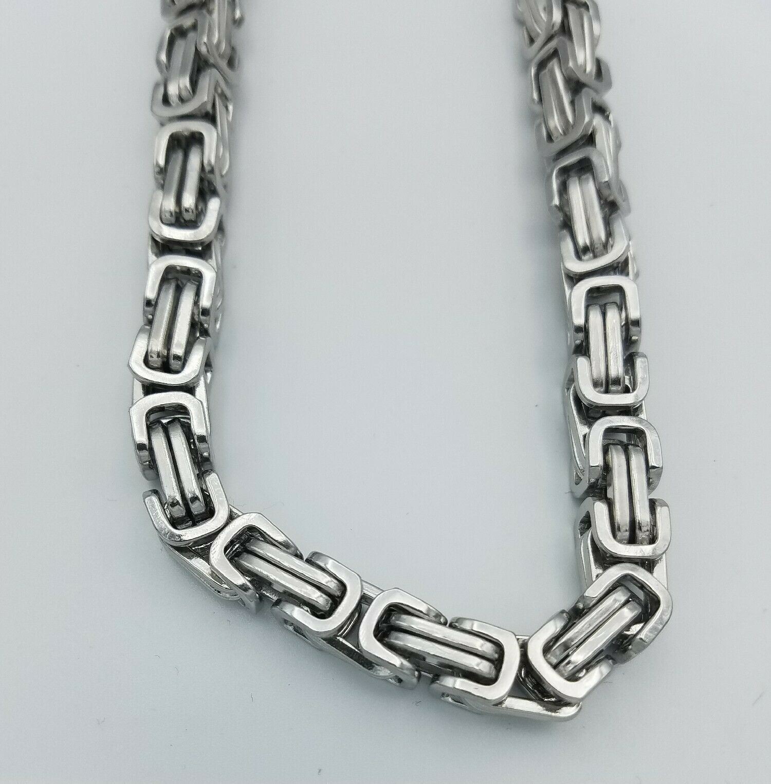 30″ STAINLESS STEEL SILVER 8MM BYZANTINE TURKISH BOX ROPE CHAIN NECKLACE