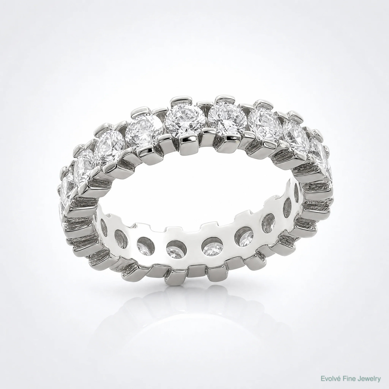 Sterling Silver Rhodium-Plated CZ Eternity Band