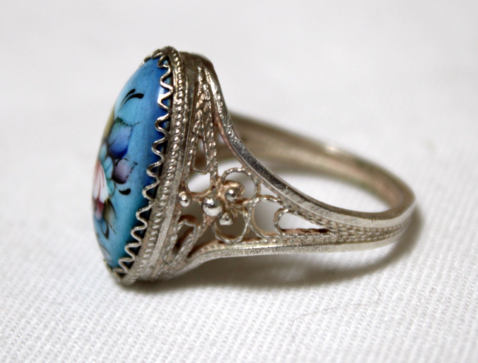 Vintage Russian Hand Painted Enamel Rings 4 Variation Finift Technique #77,83,95