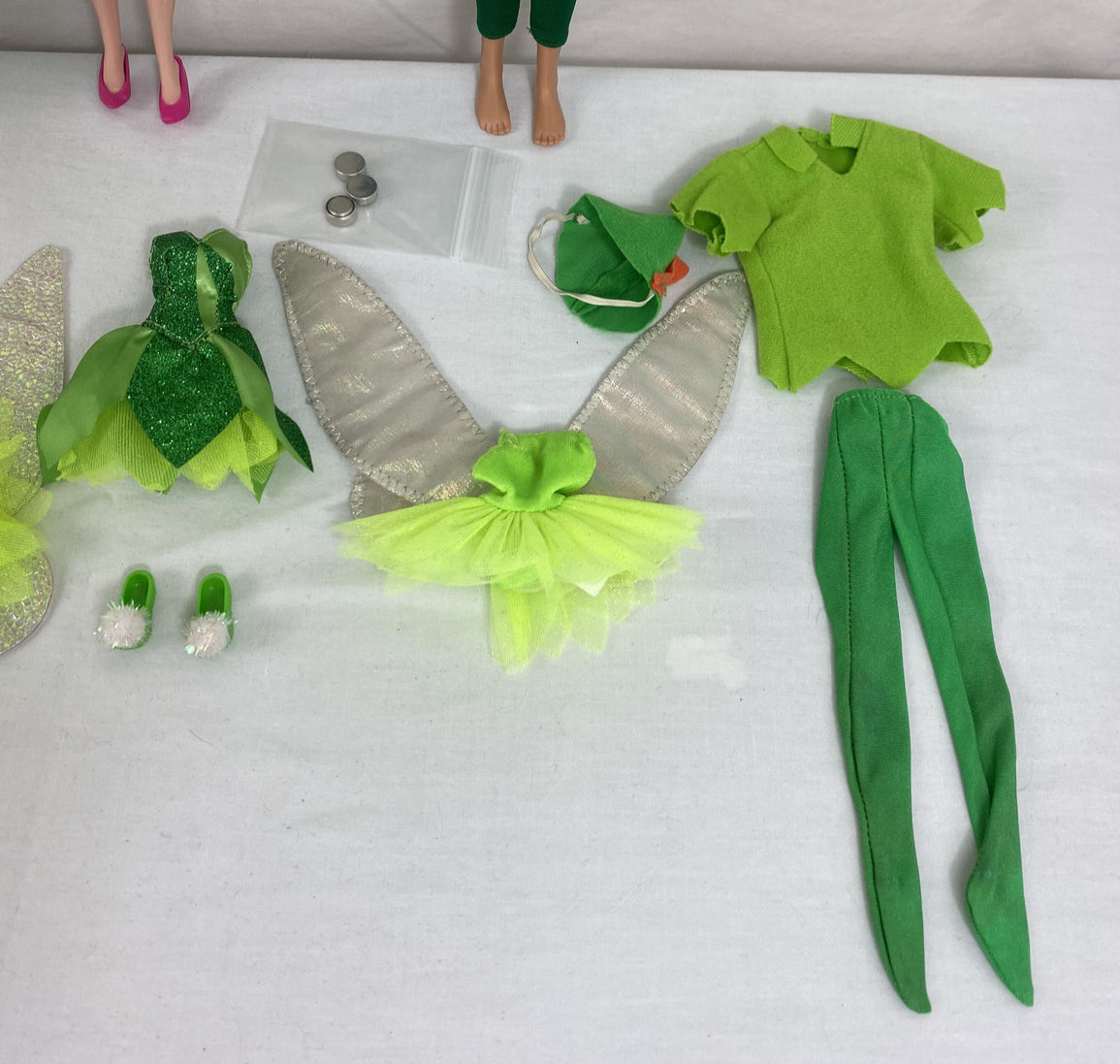 Disney Peter Pan Lot 3 Dolls + Tinker Bell Watch + 8 Outfits + Accessories